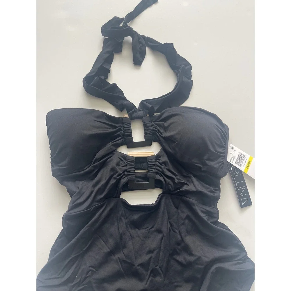 SOLUNA One Piece Two Tone Plastic Buckle Swimsuit Women's Size‎ Medium